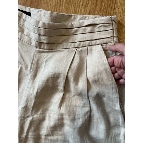 Zara Beige High Waist Side Zip Pleated Wide Leg Pants Size Medium - Picture 3 of 9